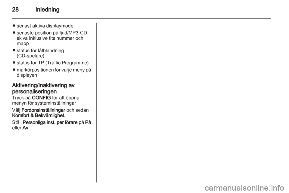 OPEL MERIVA 2013 Handbok för infotainmentsystem OPEL MERIVA 2013 Handbok för infotainmentsystem