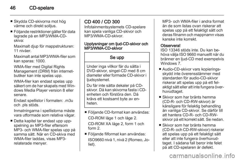 OPEL MERIVA 2013 Handbok för infotainmentsystem OPEL MERIVA 2013 Handbok för infotainmentsystem