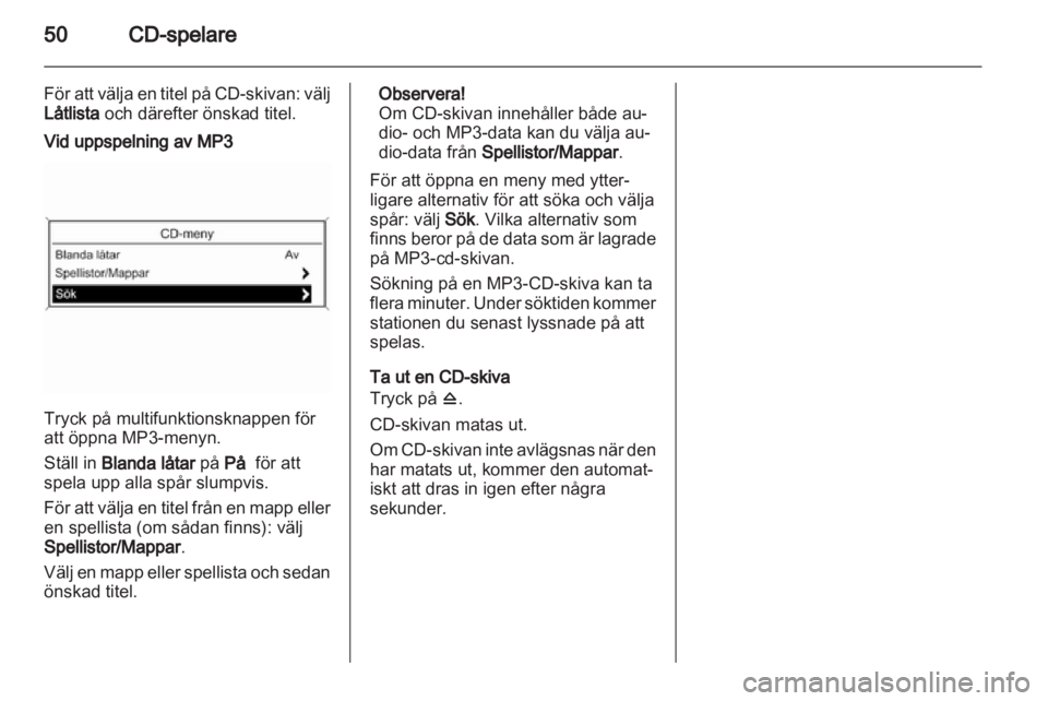 OPEL MERIVA 2013 Handbok för infotainmentsystem OPEL MERIVA 2013 Handbok för infotainmentsystem