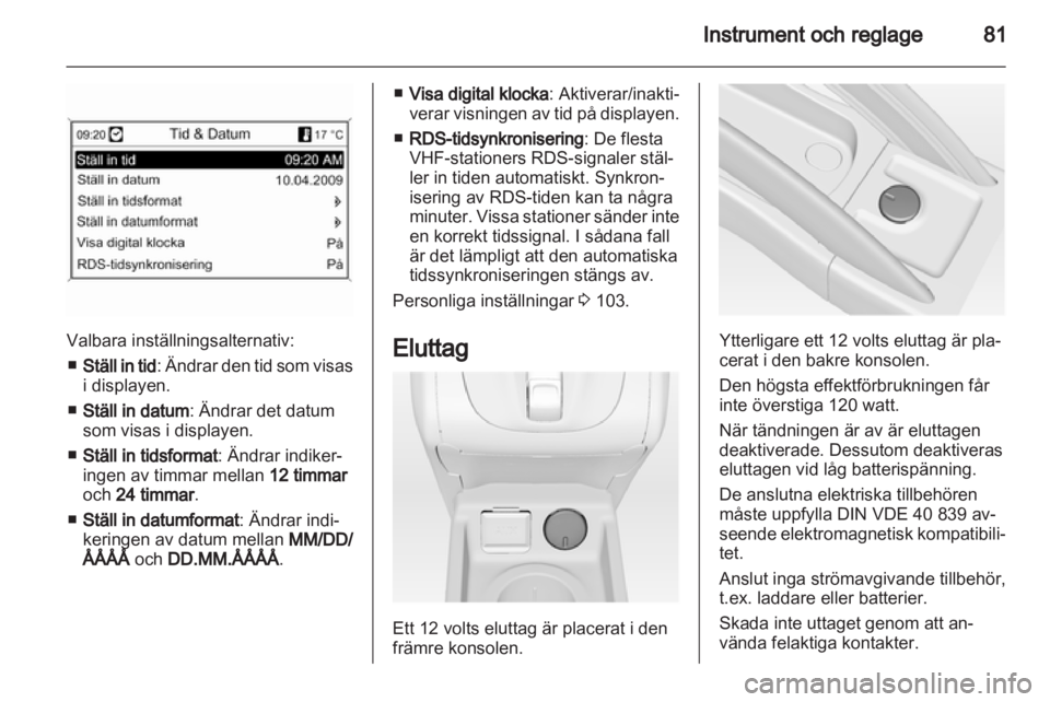 OPEL MERIVA 2013  Instruktionsbok 