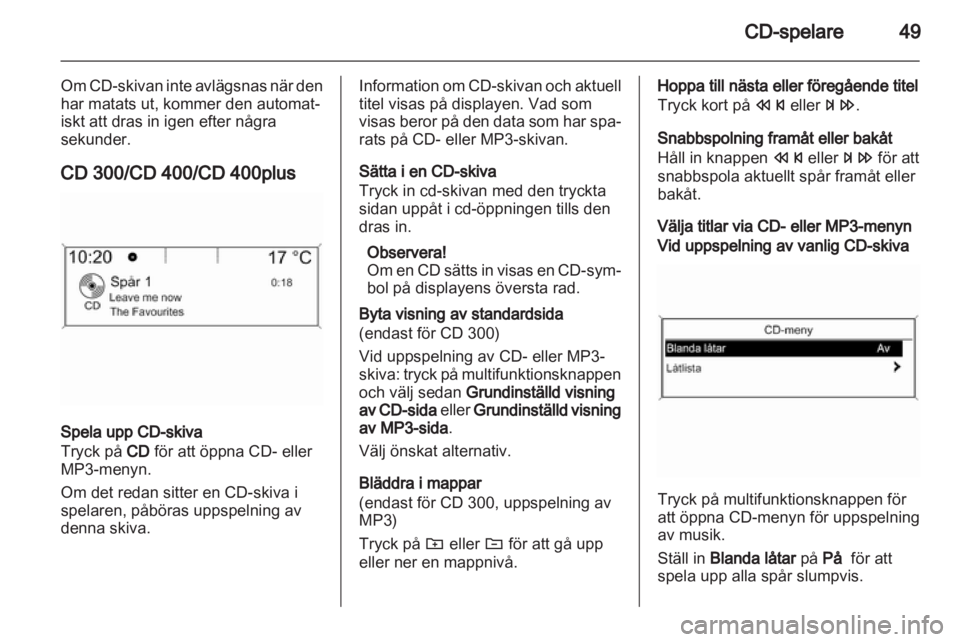 OPEL MERIVA 2013.5  Handbok för infotainmentsystem 