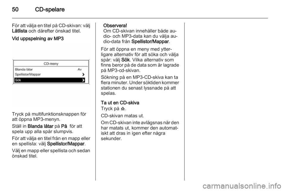 OPEL MERIVA 2013.5  Handbok för infotainmentsystem 
