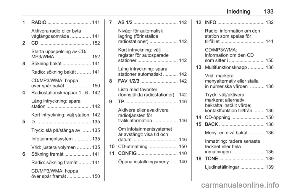 OPEL MERIVA 2016.5 Handbok för infotainmentsystem Inledning1331 RADIO................................. 141
Aktivera radio eller byta
våglängdsområde ...............141
2 CD ....................................... 152
Starta uppspelning av CD/ MP3/ OPEL MERIVA 2016.5 Handbok för infotainmentsystem Inledning1331 RADIO................................. 141
Aktivera radio eller byta
våglängdsområde ...............141
2 CD ....................................... 152
Starta uppspelning av CD/ MP3/
