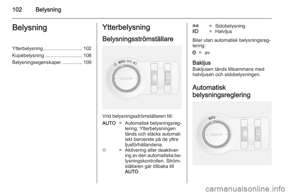 OPEL MOKKA 2014 Instruktionsbok 102BelysningBelysningYtterbelysning............................ 102
Kupébelysning ........................... 108
Belysningsegenskaper ..............109Ytterbelysning
Belysningsströmställare
Vrid b OPEL MOKKA 2014 Instruktionsbok 102BelysningBelysningYtterbelysning............................ 102
Kupébelysning ........................... 108
Belysningsegenskaper ..............109Ytterbelysning
Belysningsströmställare
Vrid b