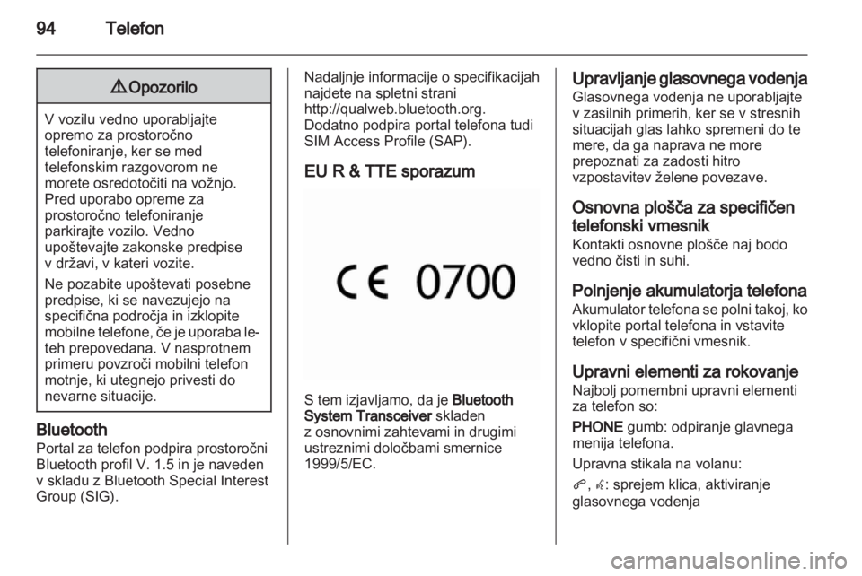 OPEL MERIVA 2011  Navodila za uporabo Infotainment sistema 