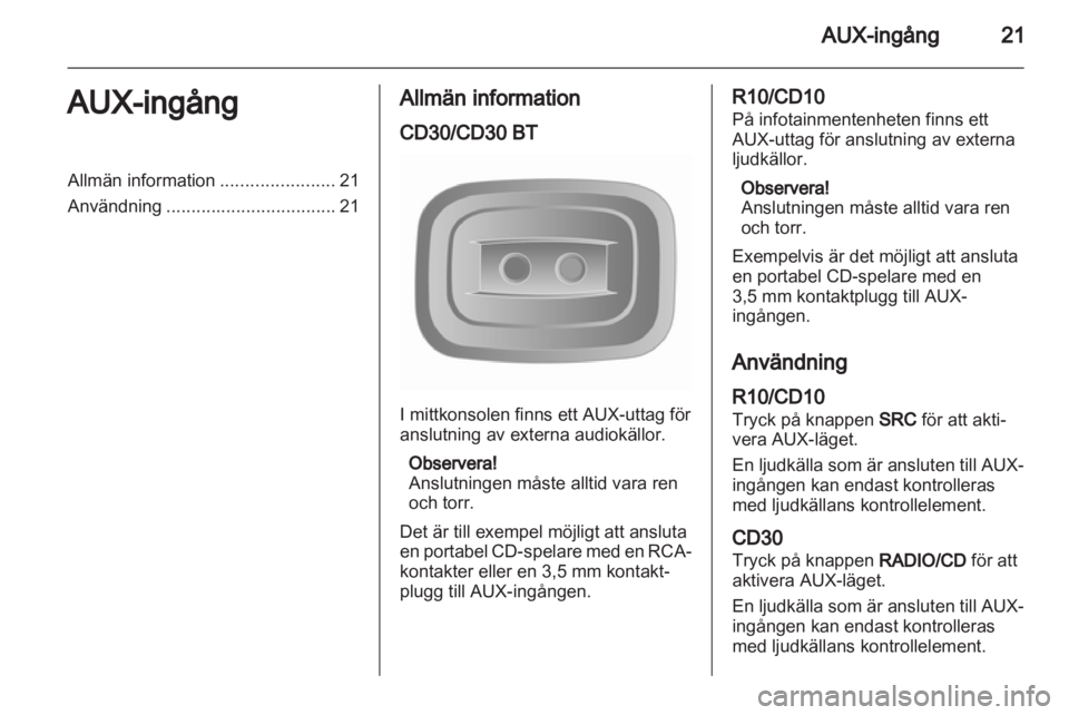 OPEL VIVARO 2011 Handbok för infotainmentsystem OPEL VIVARO 2011 Handbok för infotainmentsystem