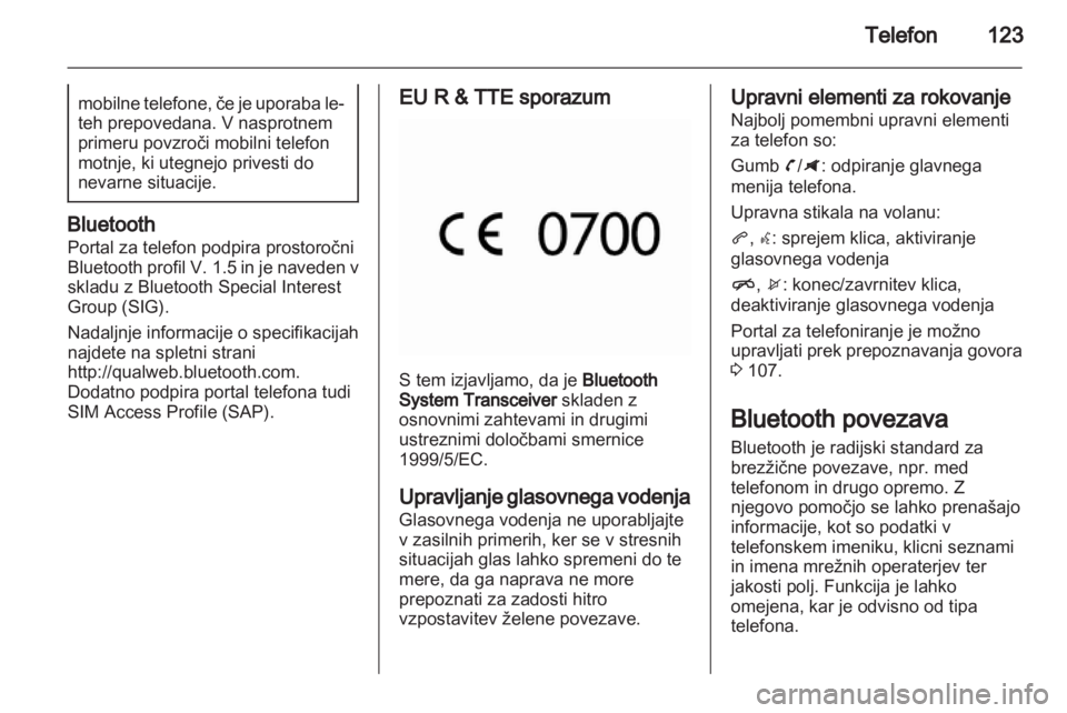 OPEL ZAFIRA C 2013.5  Navodila za uporabo Infotainment sistema 