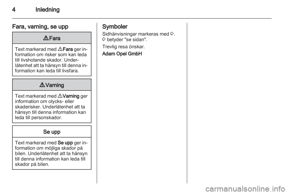 OPEL ZAFIRA 2010  Instruktionsbok 