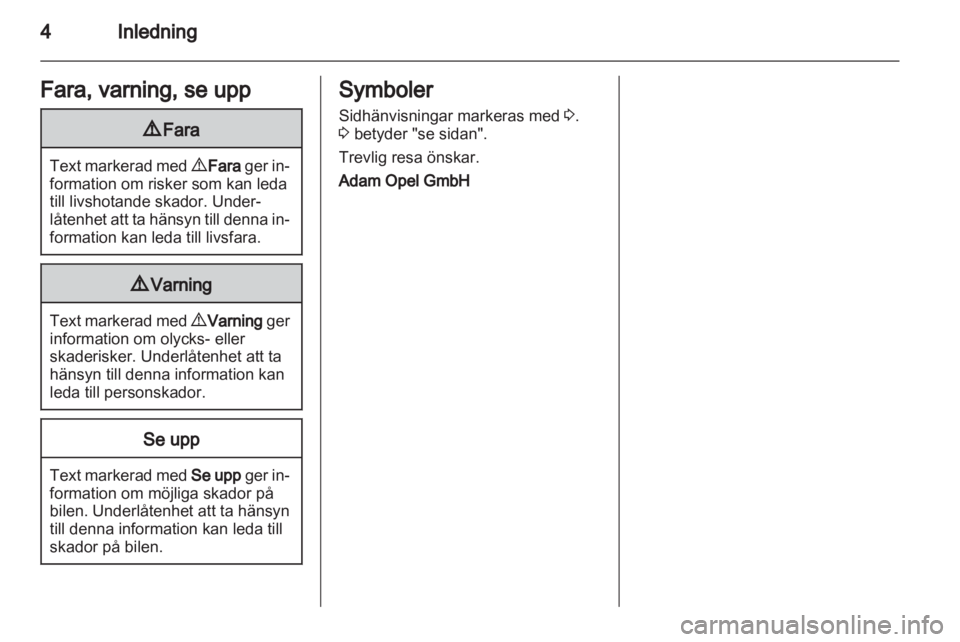 OPEL ZAFIRA 2011  Instruktionsbok 