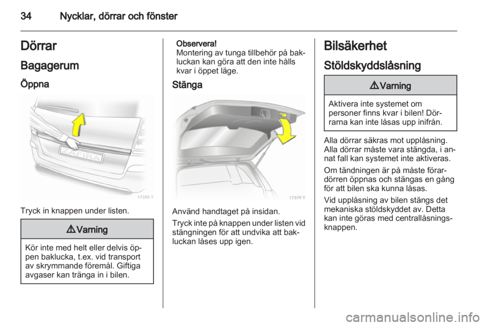 OPEL ZAFIRA 2011  Instruktionsbok 