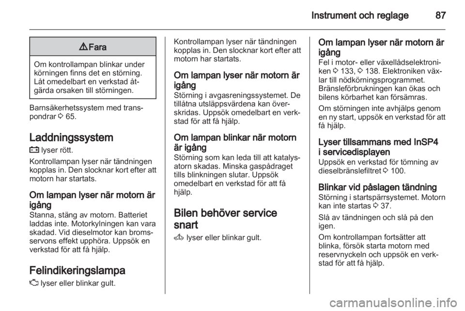 OPEL ZAFIRA 2011  Instruktionsbok 