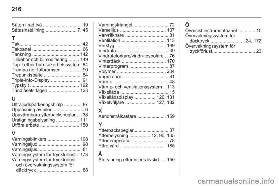 OPEL ZAFIRA 2012  Instruktionsbok 