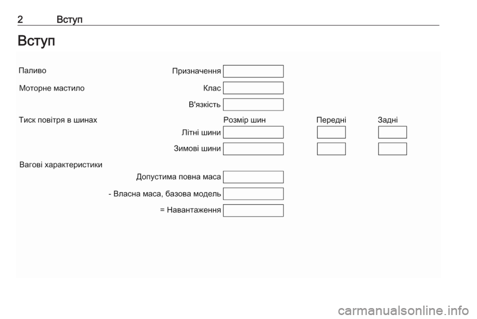 OPEL CROSSLAND X 2020  Посібник з експлуатації (in Ukrainian) 2ВступВступ 