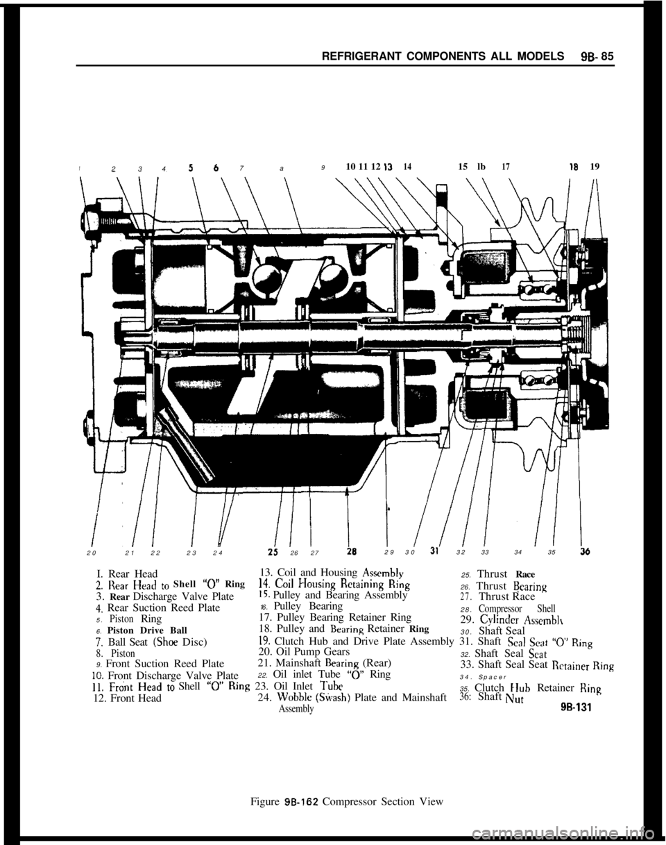 OPEL 1900 1973 Service Manual REFRIGERANT COMPONENTS ALL MODELSSB- 85
123 45 6 7a910 11 12 131415 lb1718 19
_202122232425 26 272a2930313233 34 35 3b
I. Rear Head13. Coil and Housing
Assemblv
2. Rear Head to Shell “0” Ring
3. OPEL 1900 1973 Service Manual REFRIGERANT COMPONENTS ALL MODELSSB- 85
123 45 6 7a910 11 12 131415 lb1718 19
_202122232425 26 272a2930313233 34 35 3b
I. Rear Head13. Coil and Housing
Assemblv
2. Rear Head to Shell “0” Ring
3.