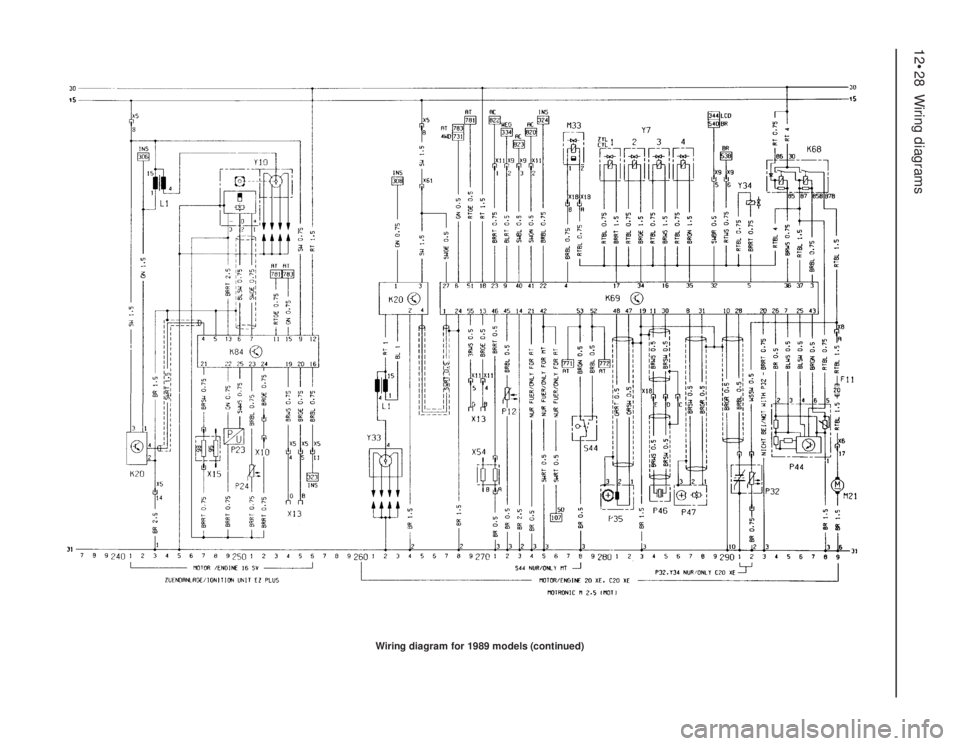 OPEL CALIBRA 1988  Service Service Manual 12•28Wiring diagrams
Wiring diagram for 1989 models (continued) 