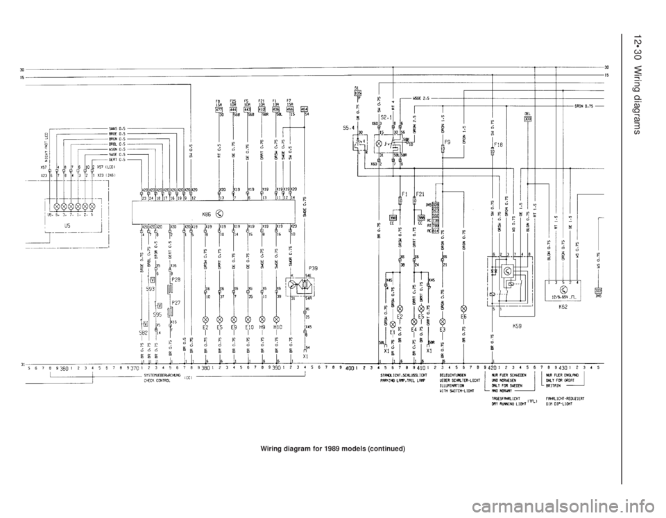 OPEL CALIBRA 1988  Service Service Manual 12•30Wiring diagrams
Wiring diagram for 1989 models (continued) 