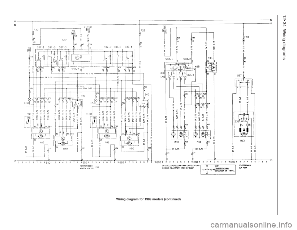 OPEL CALIBRA 1988  Service Service Manual 12•34Wiring diagrams
Wiring diagram for 1989 models (continued) 