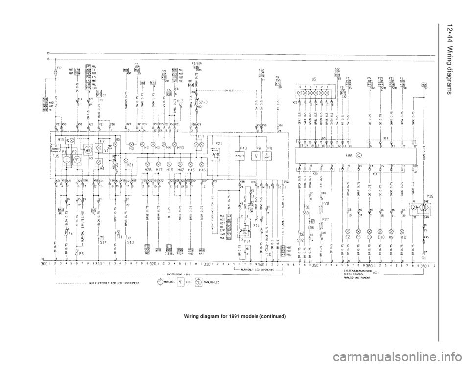 OPEL CALIBRA 1988 Service Workshop Manual 12•44Wiring diagrams
Wiring diagram for 1991 models (continued) OPEL CALIBRA 1988 Service Workshop Manual 12•44Wiring diagrams
Wiring diagram for 1991 models (continued)