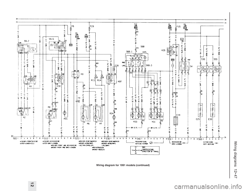 OPEL CALIBRA 1988  Service Manual PDF Wiring diagrams  12•47
12
Wiring diagram for 1991 models (continued) 