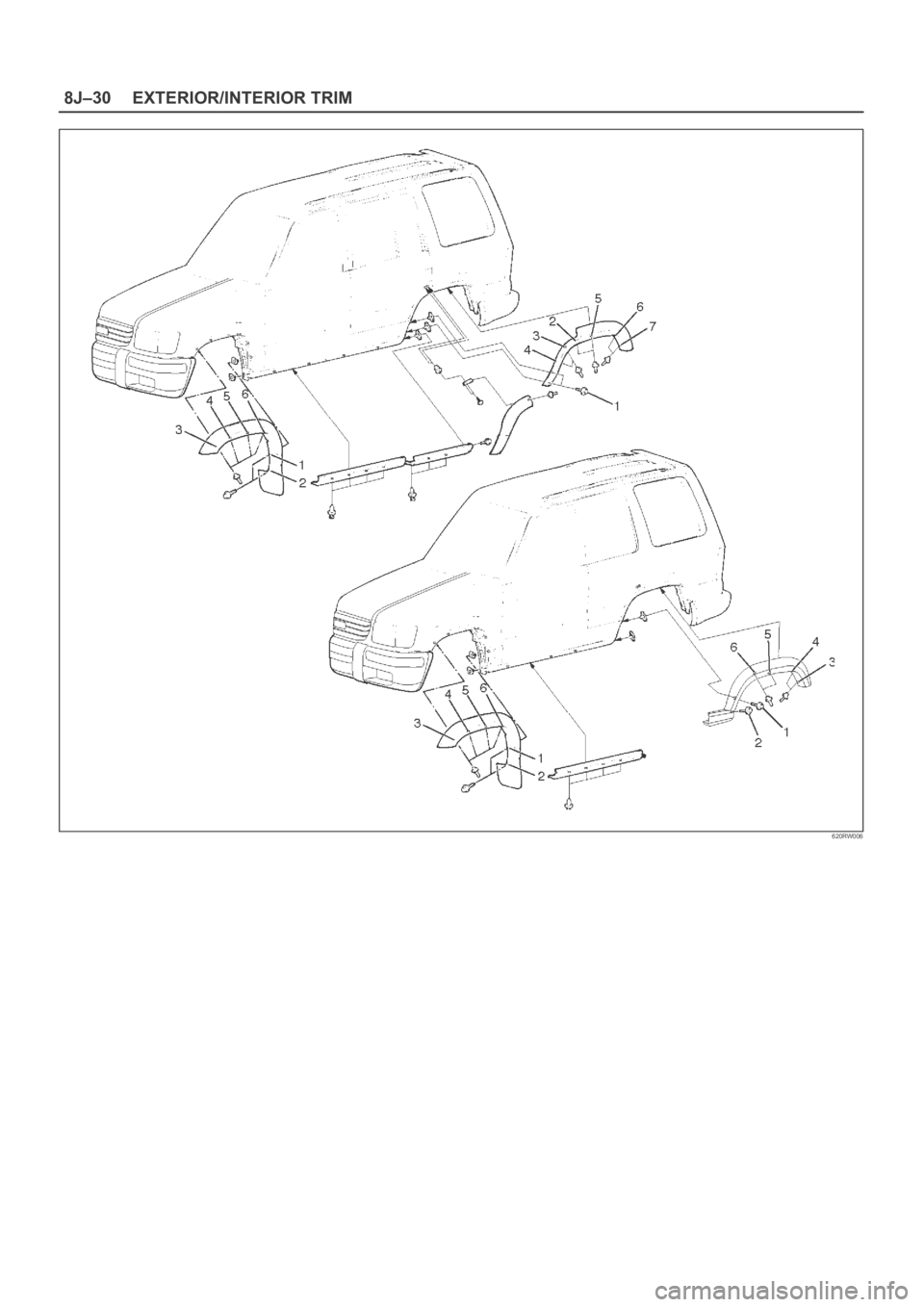 OPEL FRONTERA 1998  Workshop Manual 8J–30EXTERIOR/INTERIOR TRIM
620RW006 