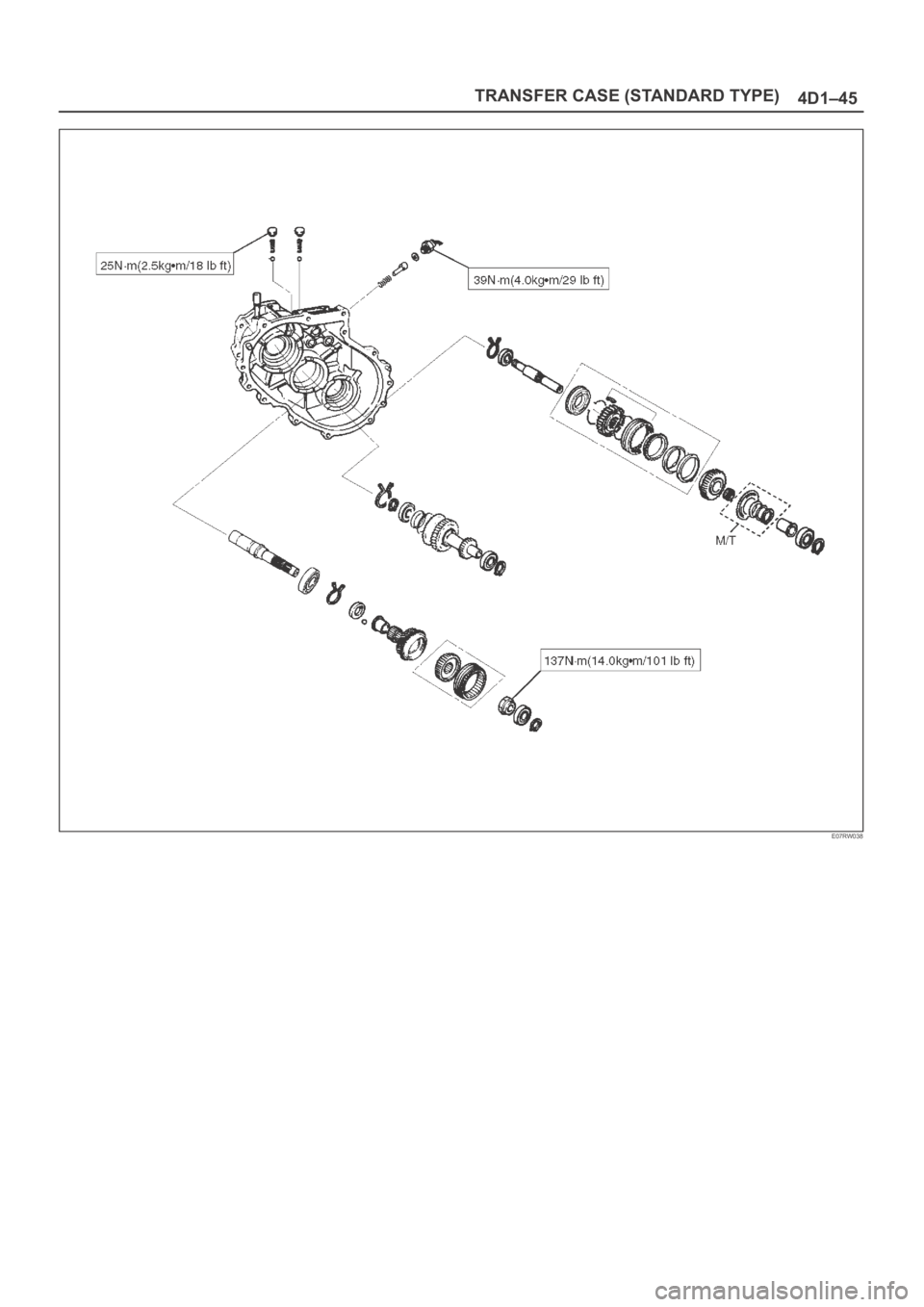 OPEL FRONTERA 1998  Workshop Manual TRANSFER CASE (STANDARD TYPE)
4D1–45
E07RW038 