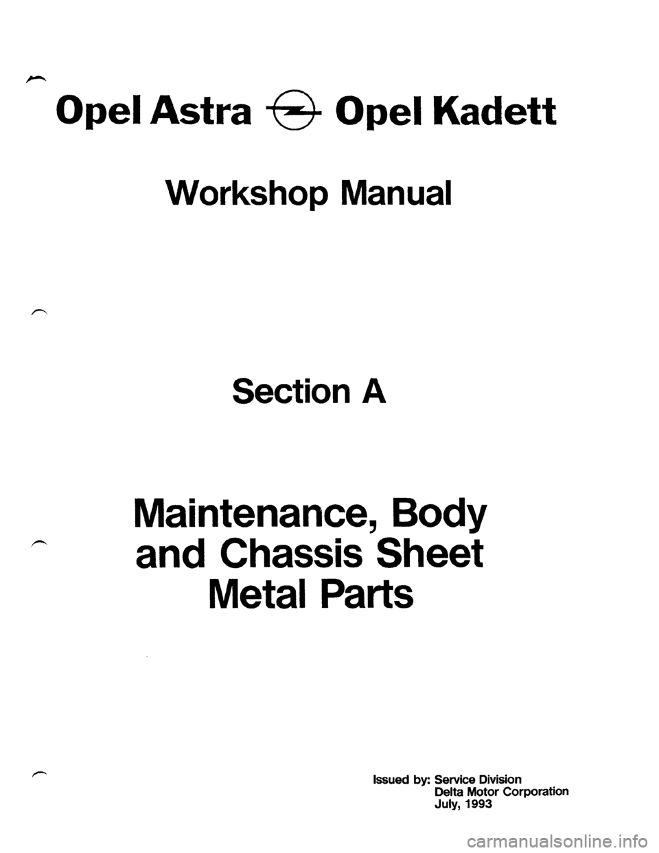 OPEL KADETT 1991  Electronic Workshop Manual Downloaded from www.Manualslib.com manuals search engine   