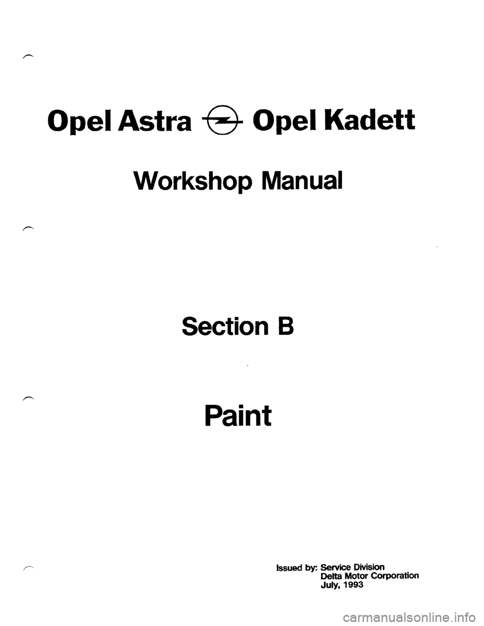 OPEL KADETT 1991  Electronic Repair Manual Downloaded from www.Manualslib.com manuals search engine   