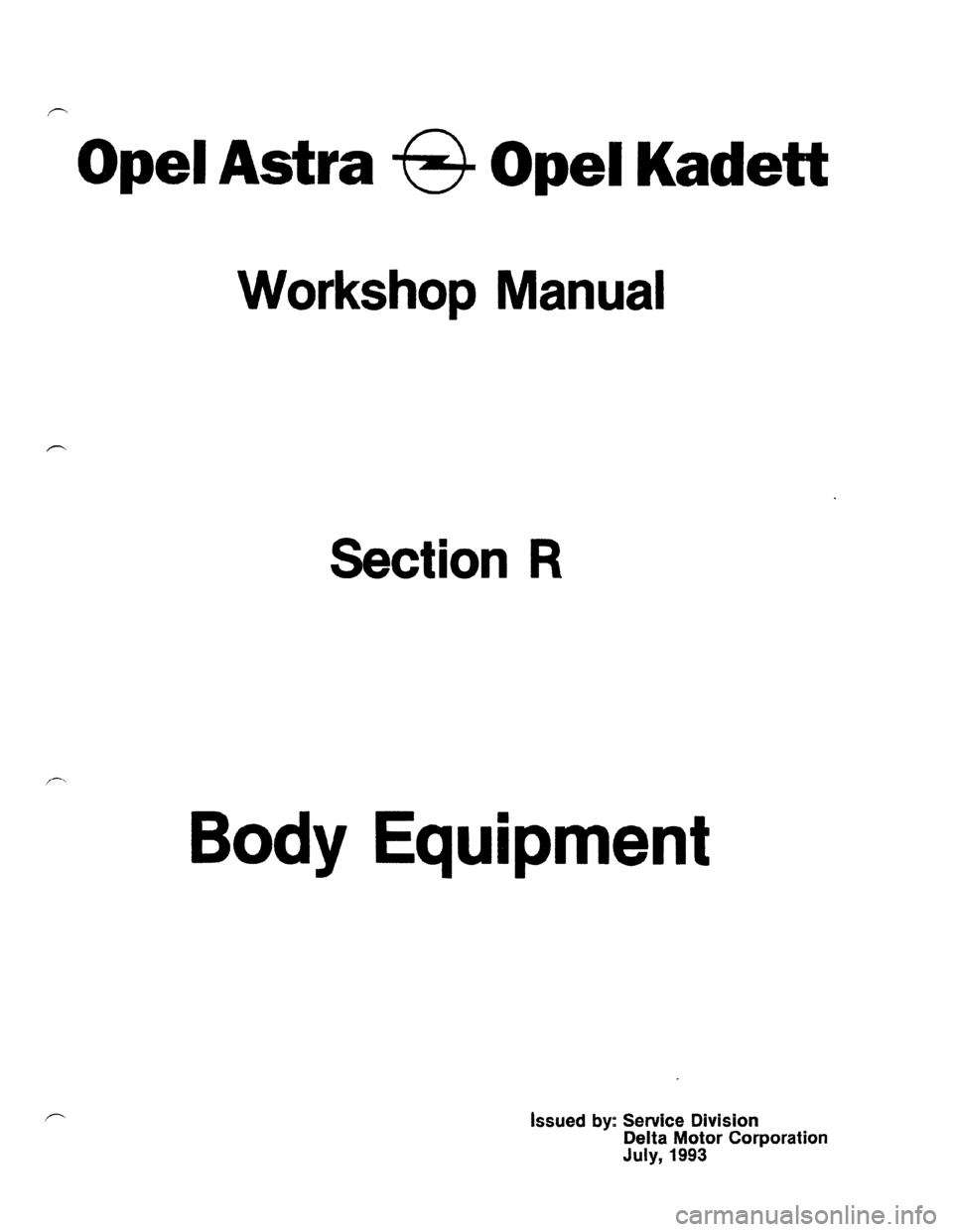 OPEL KADETT 1991  Electronic Workshop Manual Downloaded from www.Manualslib.com manuals search engine   