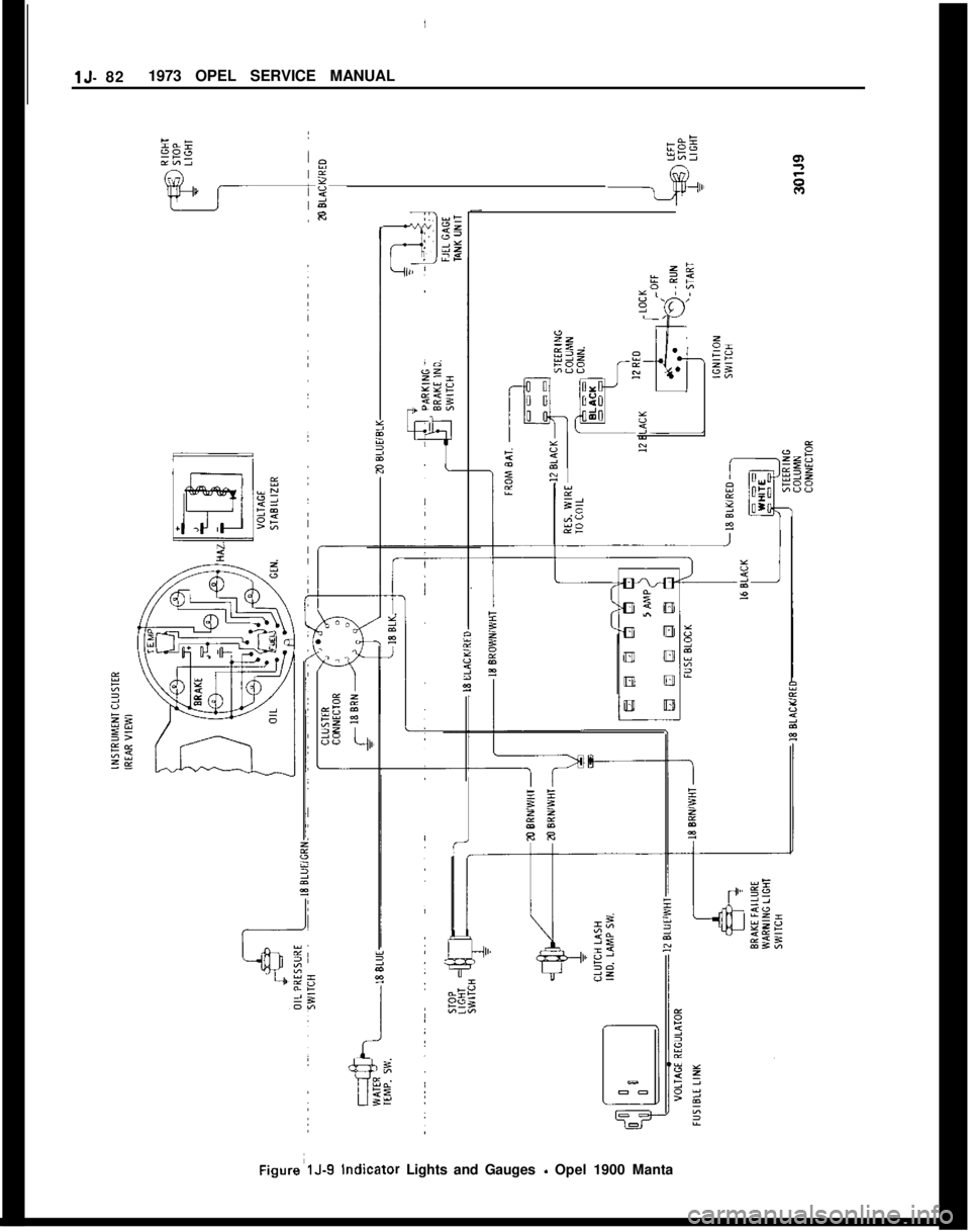 OPEL MANTA 1973 Service Manual I
IlJ- 821973 OPEL SERVICE MANUALFigure’lJ-9 indicator Lights and Gauges
- Opel 1900 Manta OPEL MANTA 1973 Service Manual I
IlJ- 821973 OPEL SERVICE MANUALFigure’lJ-9 indicator Lights and Gauges
- Opel 1900 Manta