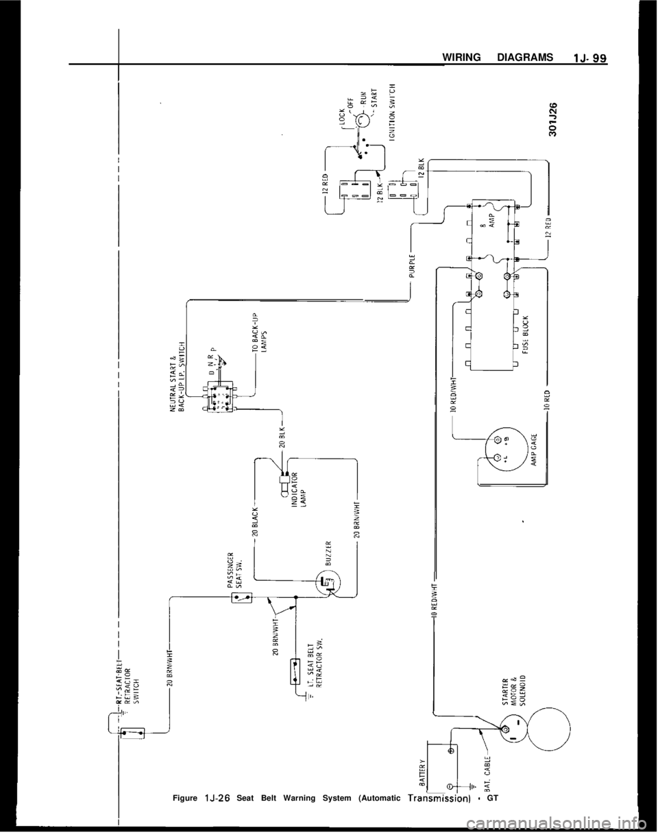 OPEL MANTA 1973 Service Manual WIRING DIAGRAMSlJ-99Figure
lJ-26 Seat Belt Warning System (Automatic Transmissionl - GT OPEL MANTA 1973 Service Manual WIRING DIAGRAMSlJ-99Figure
lJ-26 Seat Belt Warning System (Automatic Transmissionl - GT