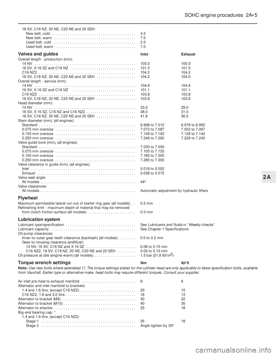 OPEL VECTRA 1988 Service Repair Manual 18 SV, C18 NZ, 20 NE, C20 NE and 20 SEH:
New belt, cold . . . . . . . . . . . . . . . . . . . . . . . . . . . . . . . . . . . . . . . . .4.5
New belt, warm . . . . . . . . . . . . . . . . . . . . . . OPEL VECTRA 1988 Service Repair Manual 18 SV, C18 NZ, 20 NE, C20 NE and 20 SEH:
New belt, cold . . . . . . . . . . . . . . . . . . . . . . . . . . . . . . . . . . . . . . . . .4.5
New belt, warm . . . . . . . . . . . . . . . . . . . . . .
