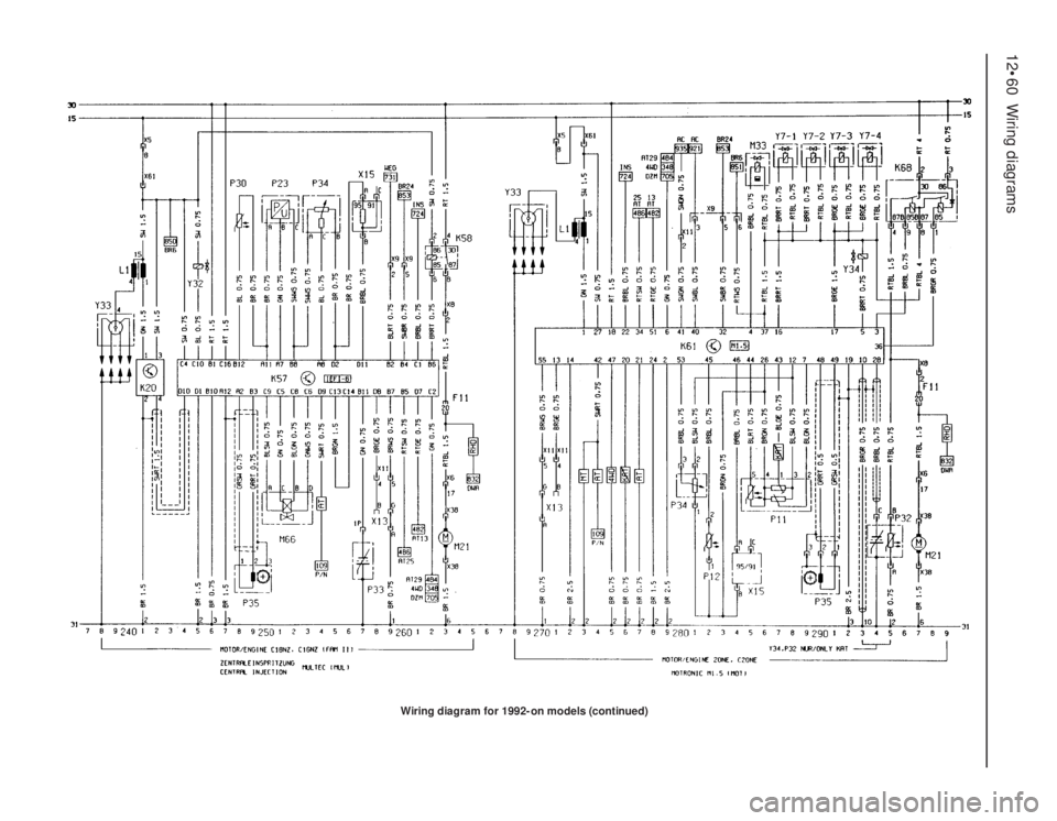 OPEL VECTRA 1988  Service Manual PDF 12•60Wiring diagrams
Wiring diagram for 1992-on models (continued) 