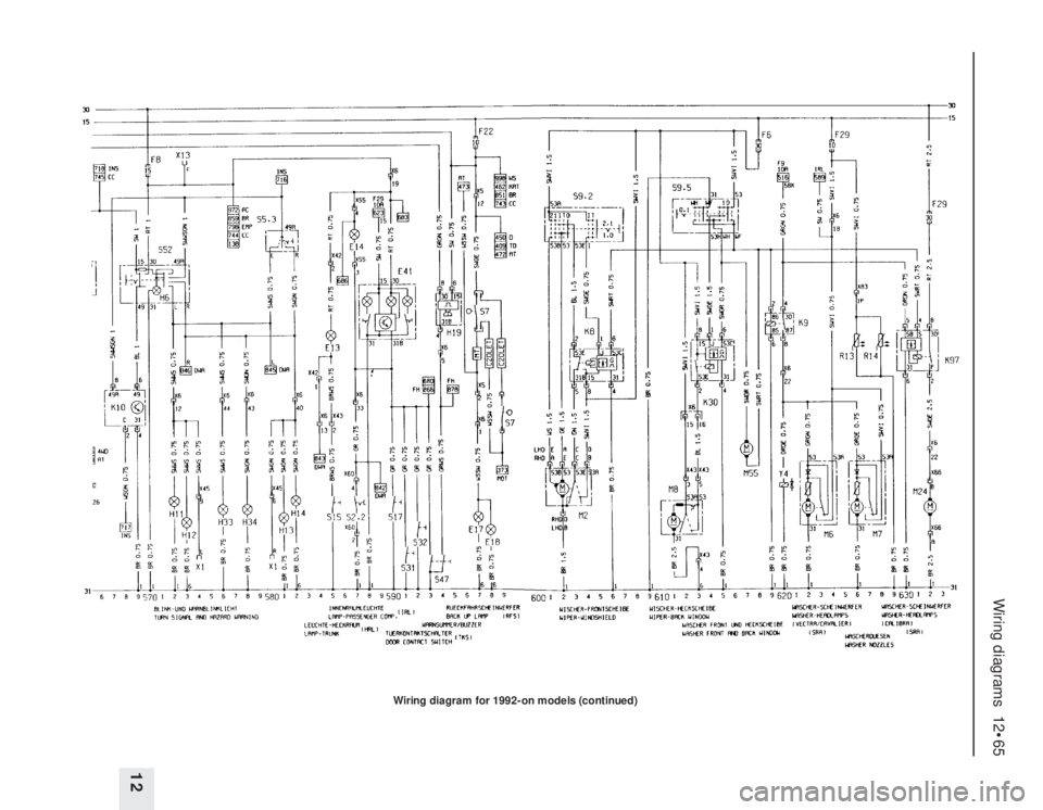 OPEL VECTRA 1988  Service Manual PDF Wiring diagrams  12•65
12
Wiring diagram for 1992-on models (continued) 