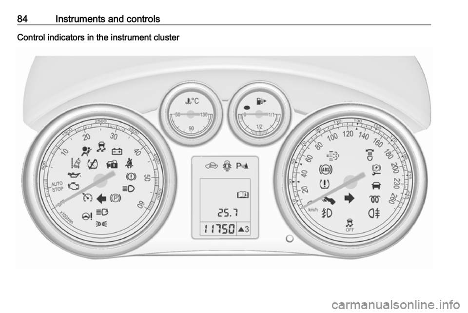 VAUXHALL ASTRA J GTC 2018.5  Owners Manual 84Instruments and controlsControl indicators in the instrument cluster 