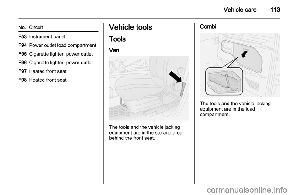 VAUXHALL COMBO 2012 Owners Manual VAUXHALL COMBO 2012 Owners Manual