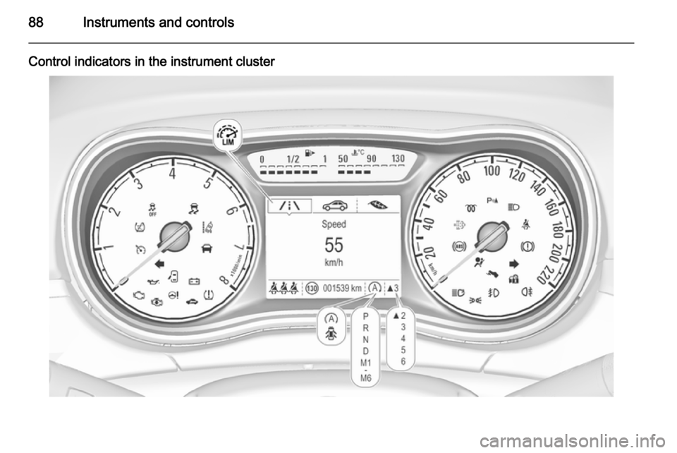 VAUXHALL CORSA 2015.75 Manual Online 88Instruments and controls
Control indicators in the instrument cluster VAUXHALL CORSA 2015.75 Manual Online 88Instruments and controls
Control indicators in the instrument cluster