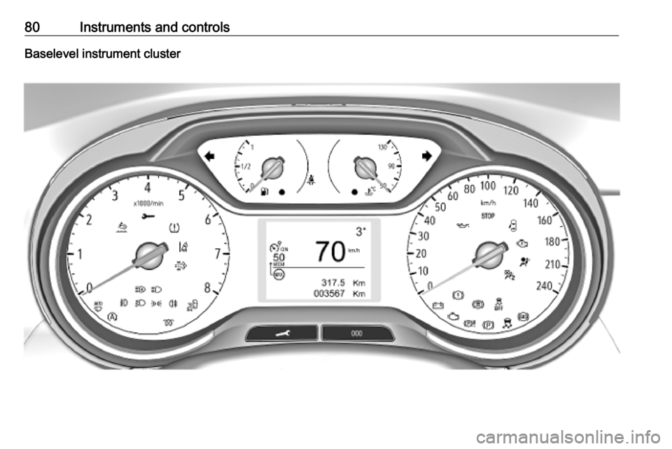 VAUXHALL CROSSLAND X 2019  Owners Manual 80Instruments and controlsBaselevel instrument cluster 