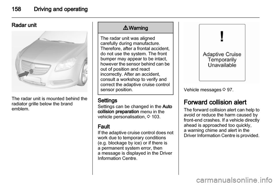 VAUXHALL INSIGNIA 2012.5  Owners Manual 