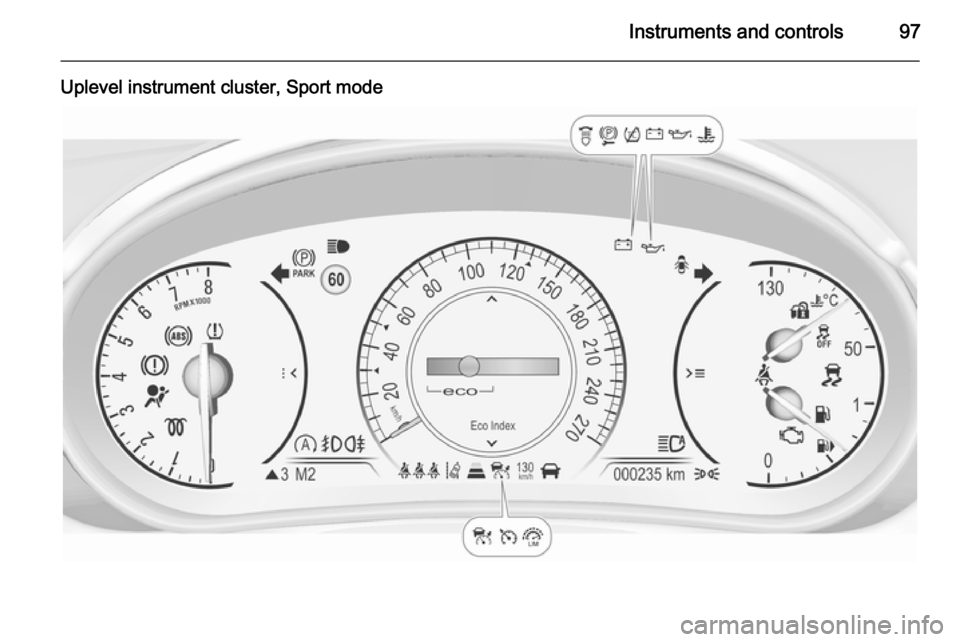 VAUXHALL INSIGNIA 2015  Owners Manual Instruments and controls97
Uplevel instrument cluster, Sport mode 