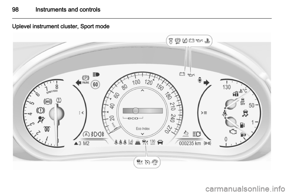 VAUXHALL INSIGNIA 2015.5 Owners Manual 98Instruments and controls
Uplevel instrument cluster, Sport mode 