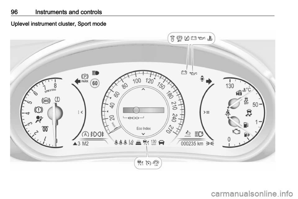 VAUXHALL INSIGNIA 2016 Owners Manual 96Instruments and controlsUplevel instrument cluster, Sport mode 