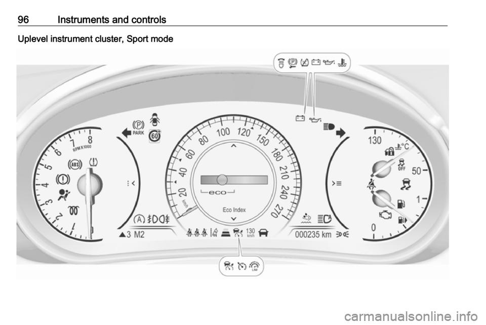VAUXHALL INSIGNIA 2017 Owners Manual 96Instruments and controlsUplevel instrument cluster, Sport mode 