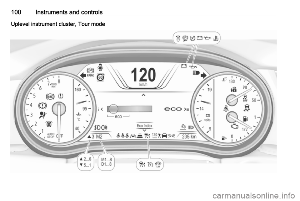 VAUXHALL INSIGNIA 2018 Owners Manual 100Instruments and controlsUplevel instrument cluster, Tour mode VAUXHALL INSIGNIA 2018 Owners Manual 100Instruments and controlsUplevel instrument cluster, Tour mode