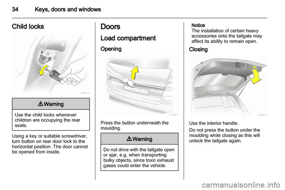 VAUXHALL ZAFIRA 2012 Owners Guide 