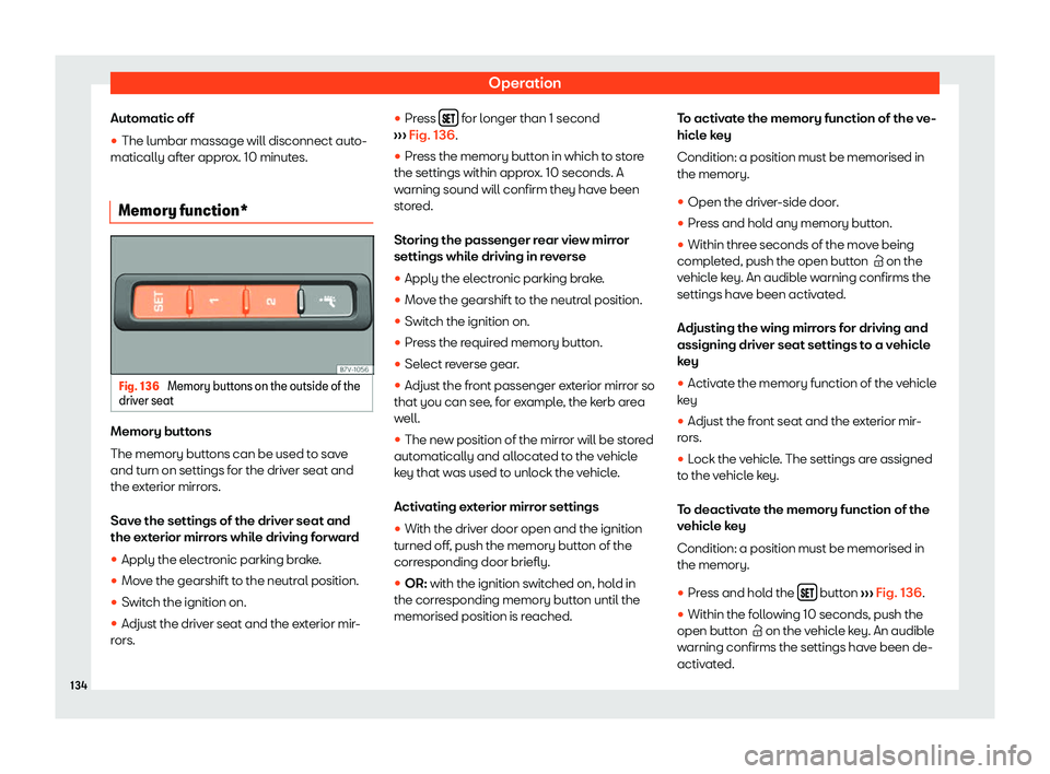Seat Alhambra 2020  Owners Manual Operation
Automatic off
