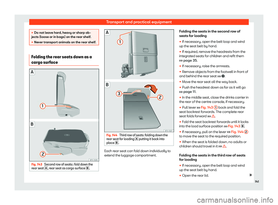 Seat Alhambra 2020  Owners Manual Transport and practical equipment
