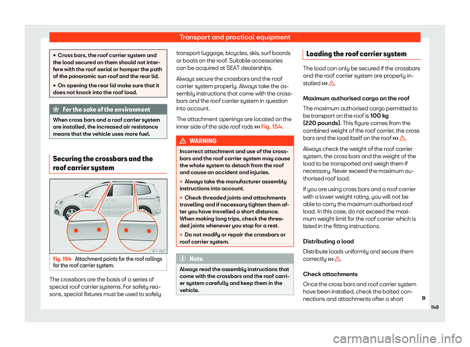 Seat Alhambra 2020  Owners Manual Transport and practical equipment
