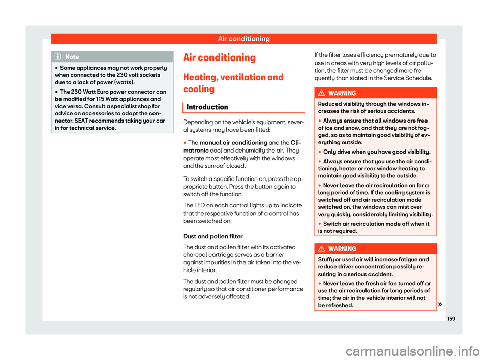 Seat Alhambra 2020  Owners Manual Air conditioning
Note
