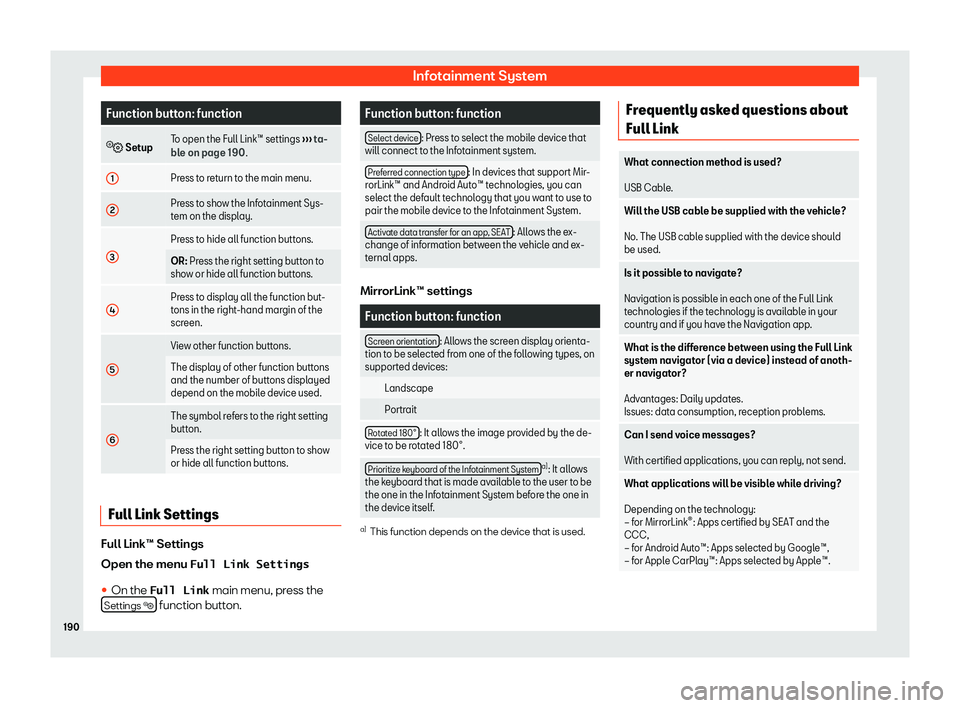 Seat Alhambra 2020  Owners Manual Infotainment System
Function button: function
�