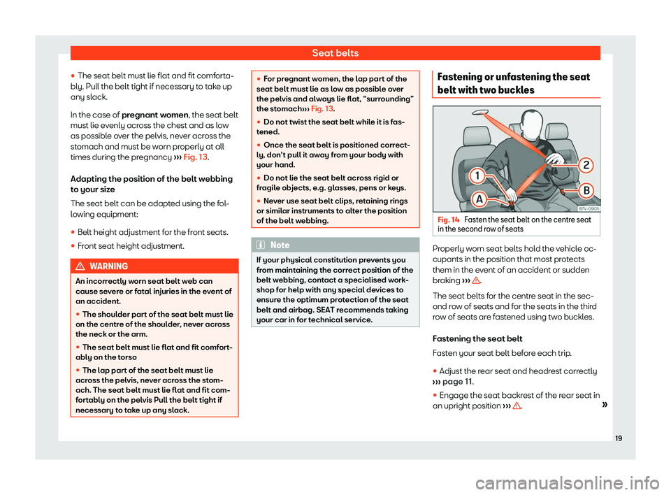 Seat Alhambra 2020 Owners Guide Seat belts
